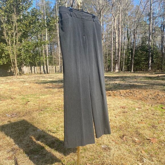 Talbots Dark Grey Twill Curvy Wide Leg Pleated Trousers - Picture 5 of 10